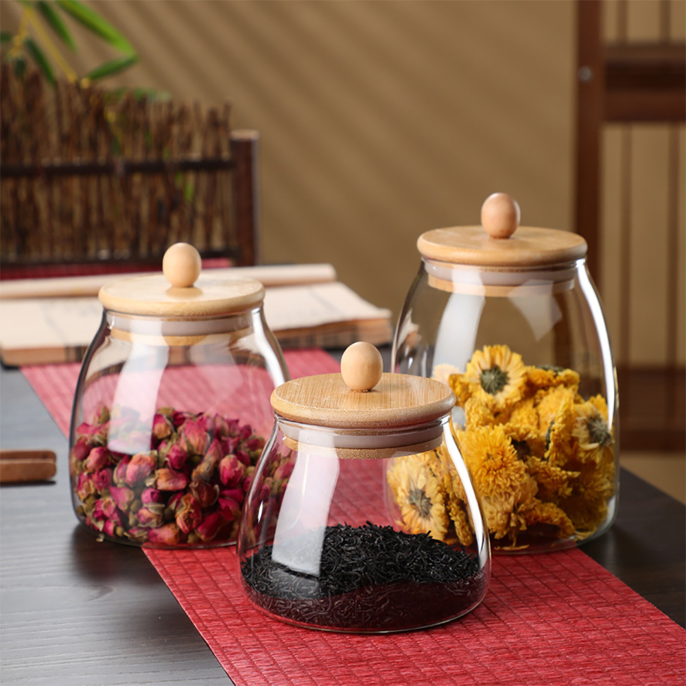 Glass Food Storage Xl - Wooden Lid Glass Sealed Jar Food