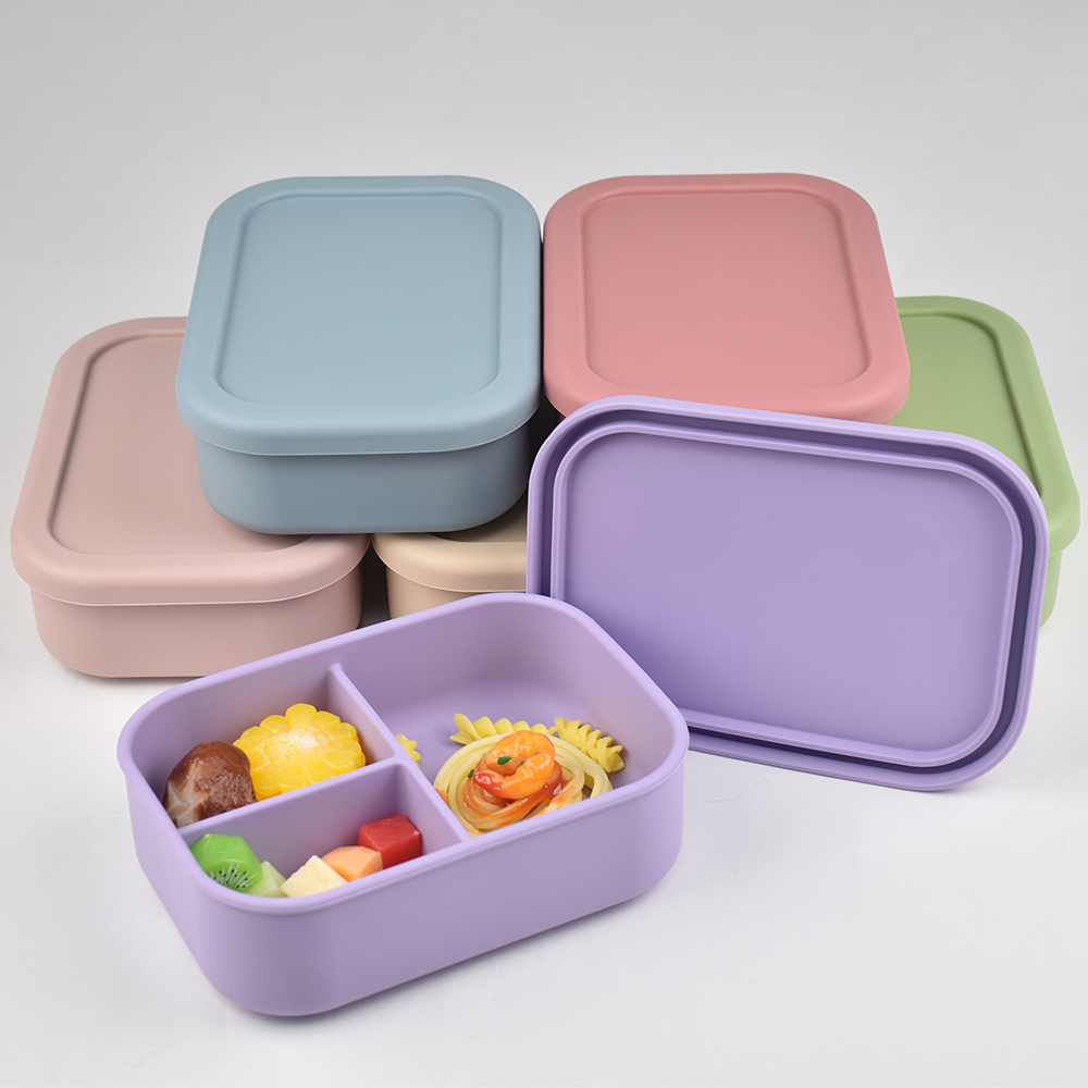 Food Storage Vault - 3-Compartment Food Grade Silicone Bento Lunch