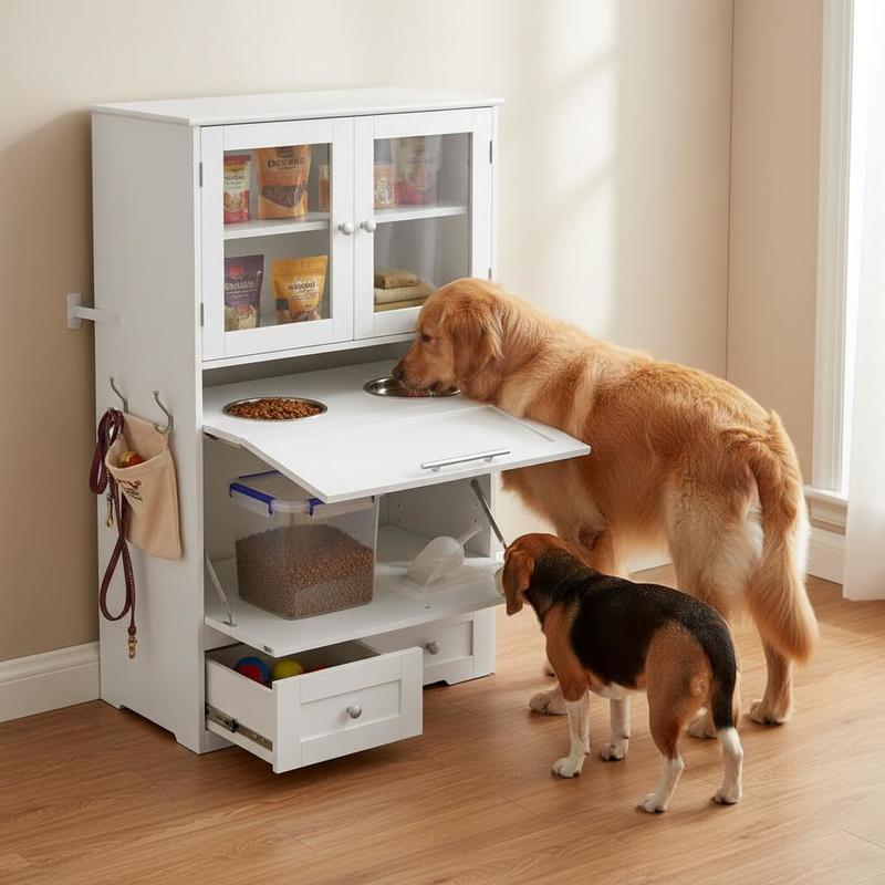 Storage Tips For Food - Dog Feeding Station with 2 Storage