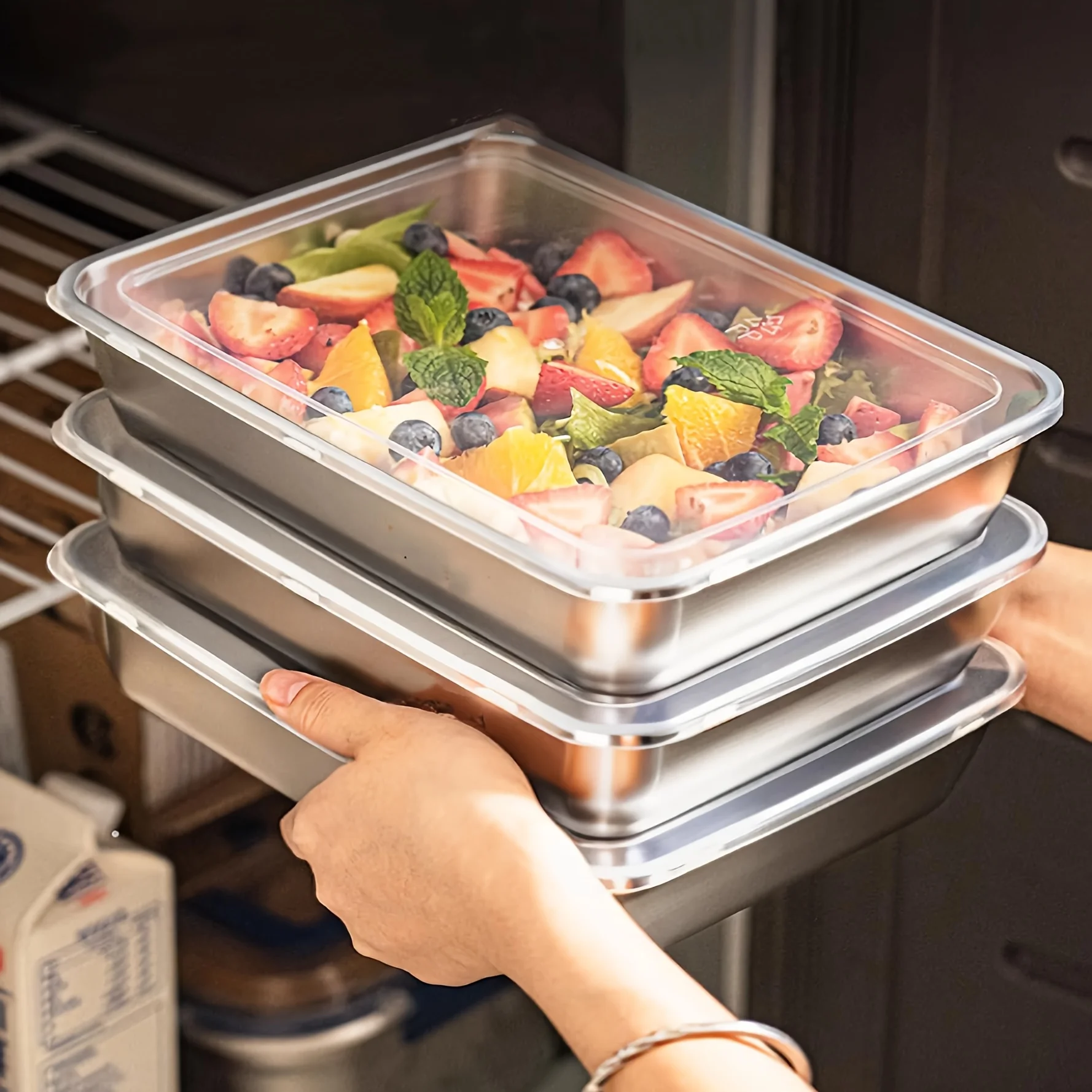 Food Storage Freezer - 3pcs Stainless Steel Food Containers &