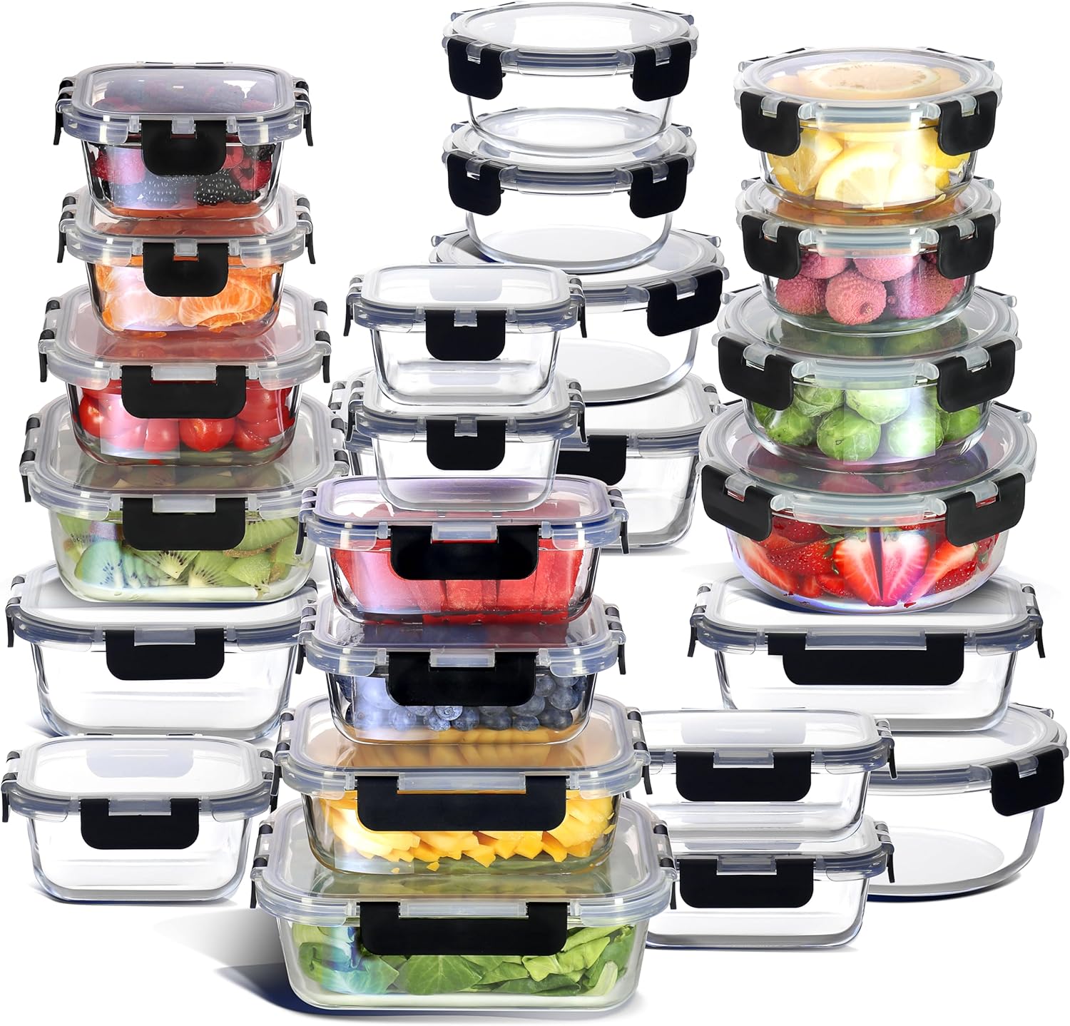 Food Storage Containers - 48-Piece Glass Food Storage Containers with