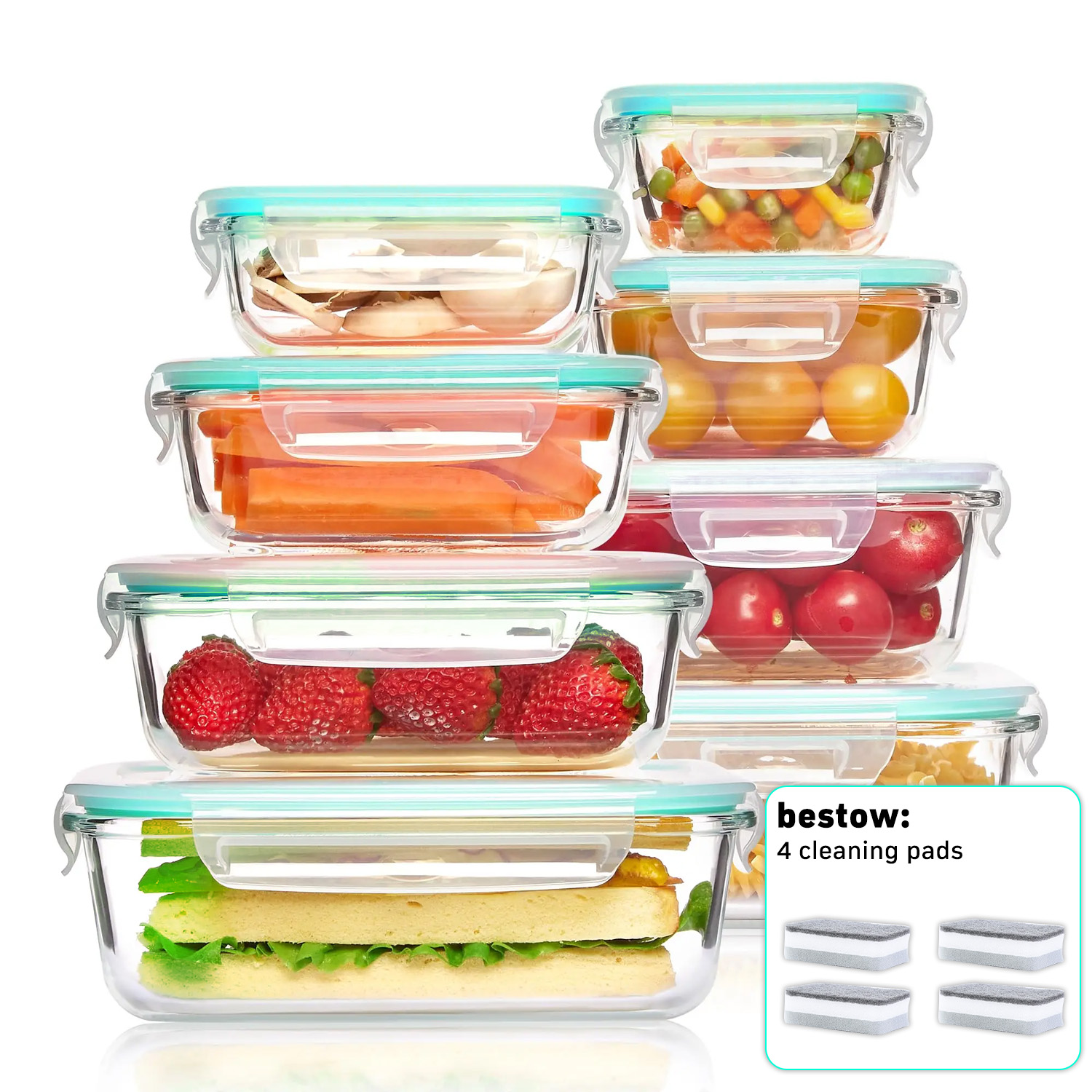 Food Storage Freezer - 8-Pack Airtight Glass Food Storage Containers,Borosilicate