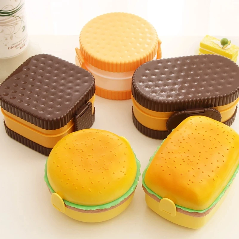 Food Storage Vault - Hamburger Lunch Box Double Tier Cute