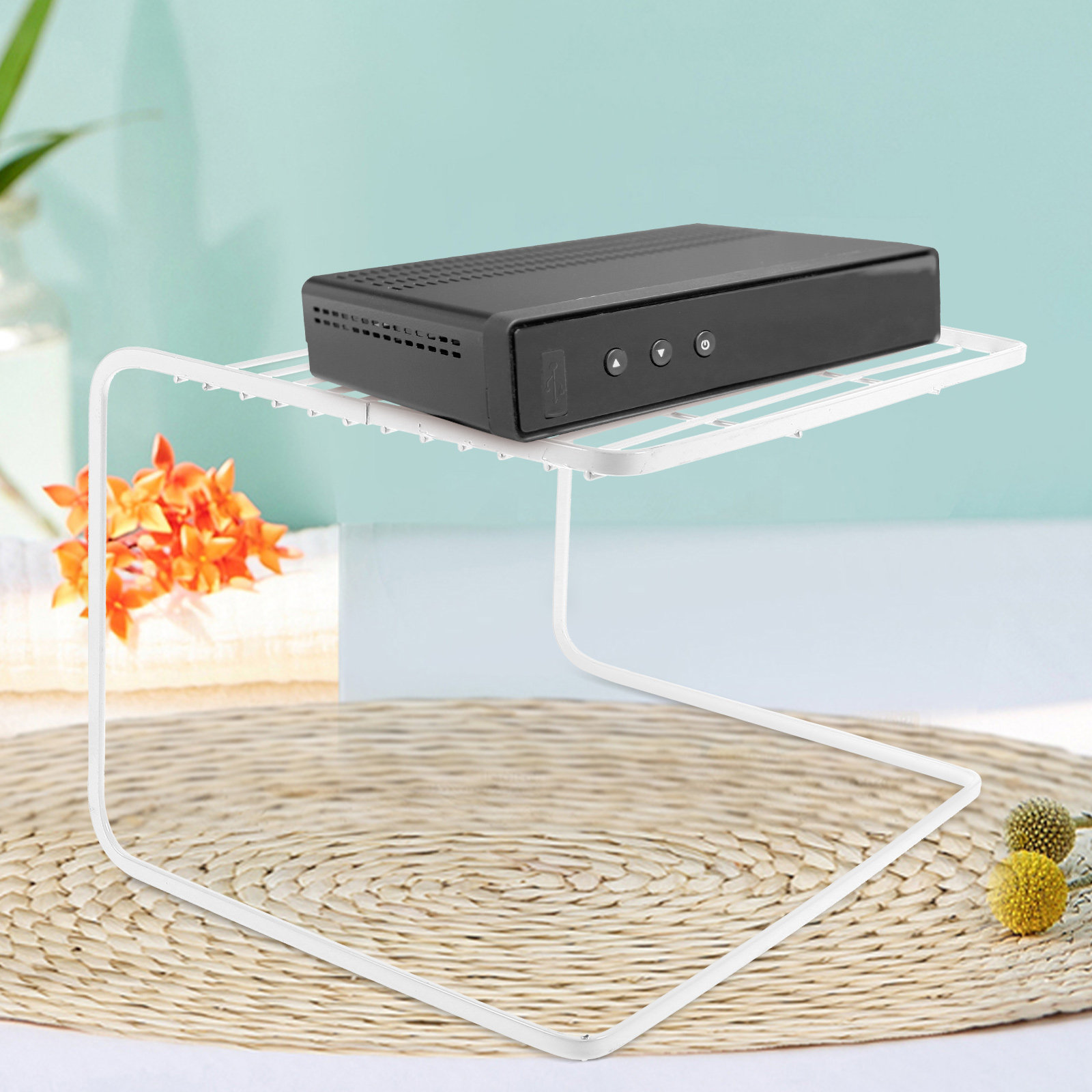 Food Storage Plastic Boxes - Double-Layer Tabletop Router Shelf Heavy Duty