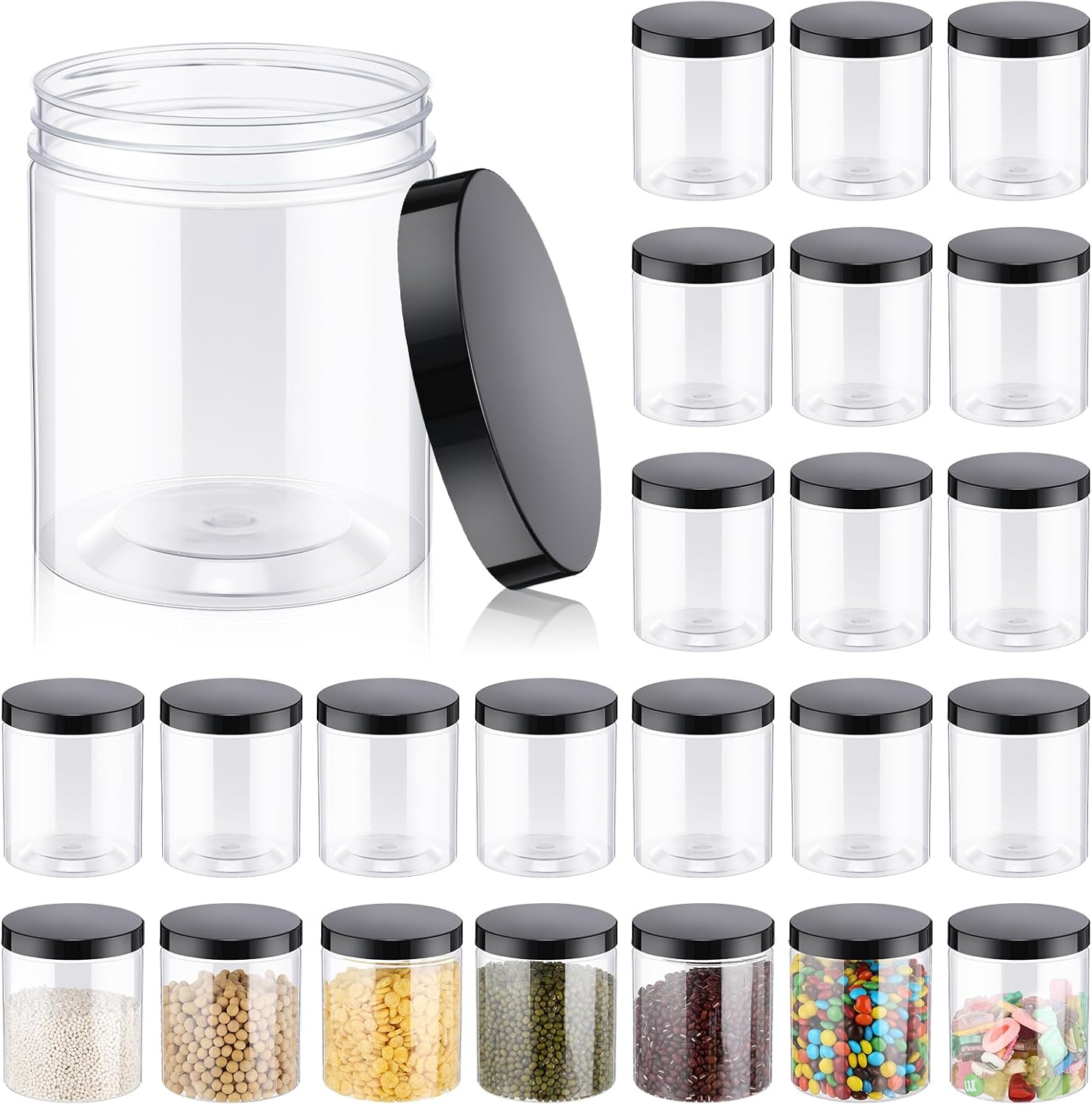 24 Pcs 16oz Plastic Jars with  - Food Storage Containers 리뷰 및 가격