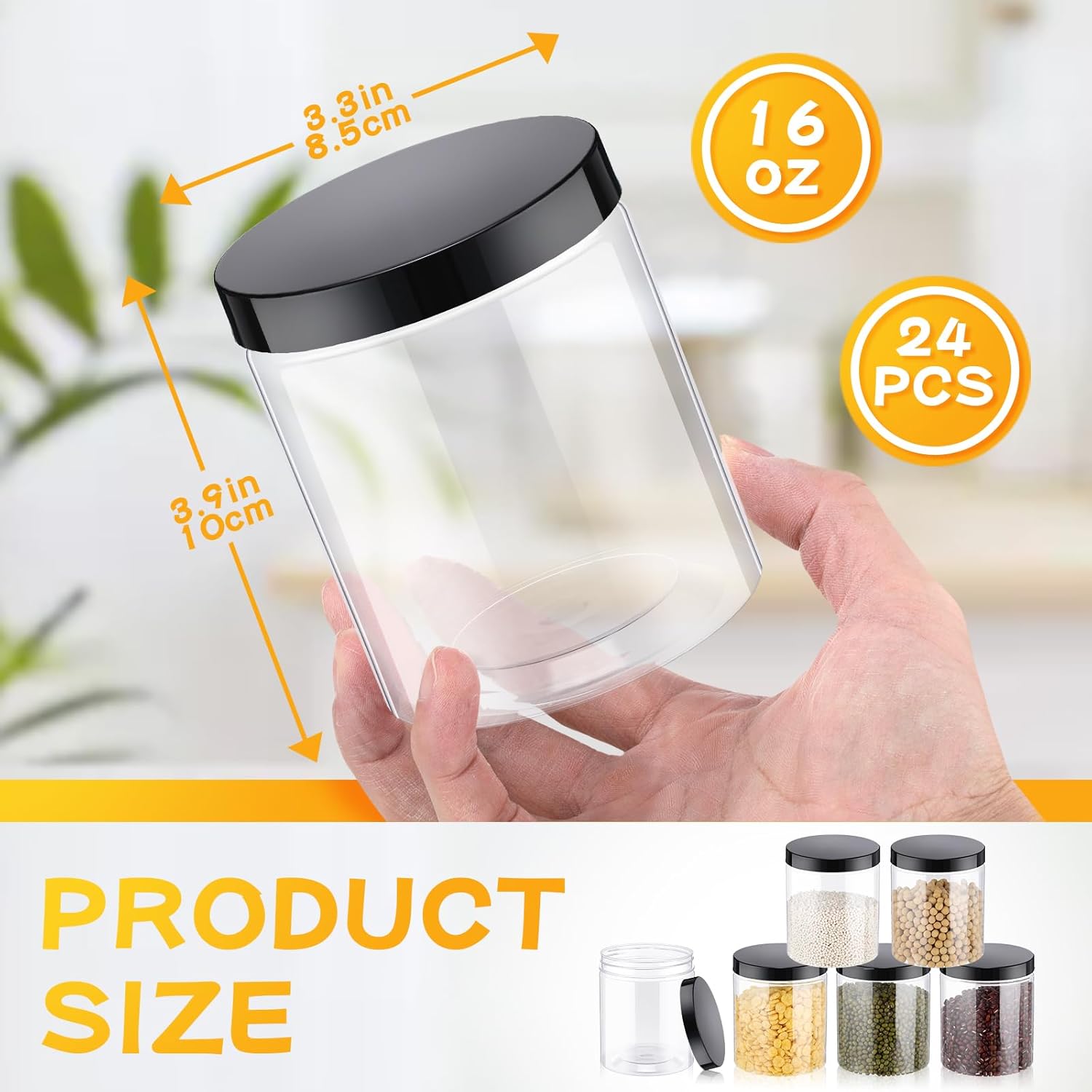 24 Pcs 16oz Plastic Jars with  - Food Storage Containers 리뷰 및 가격