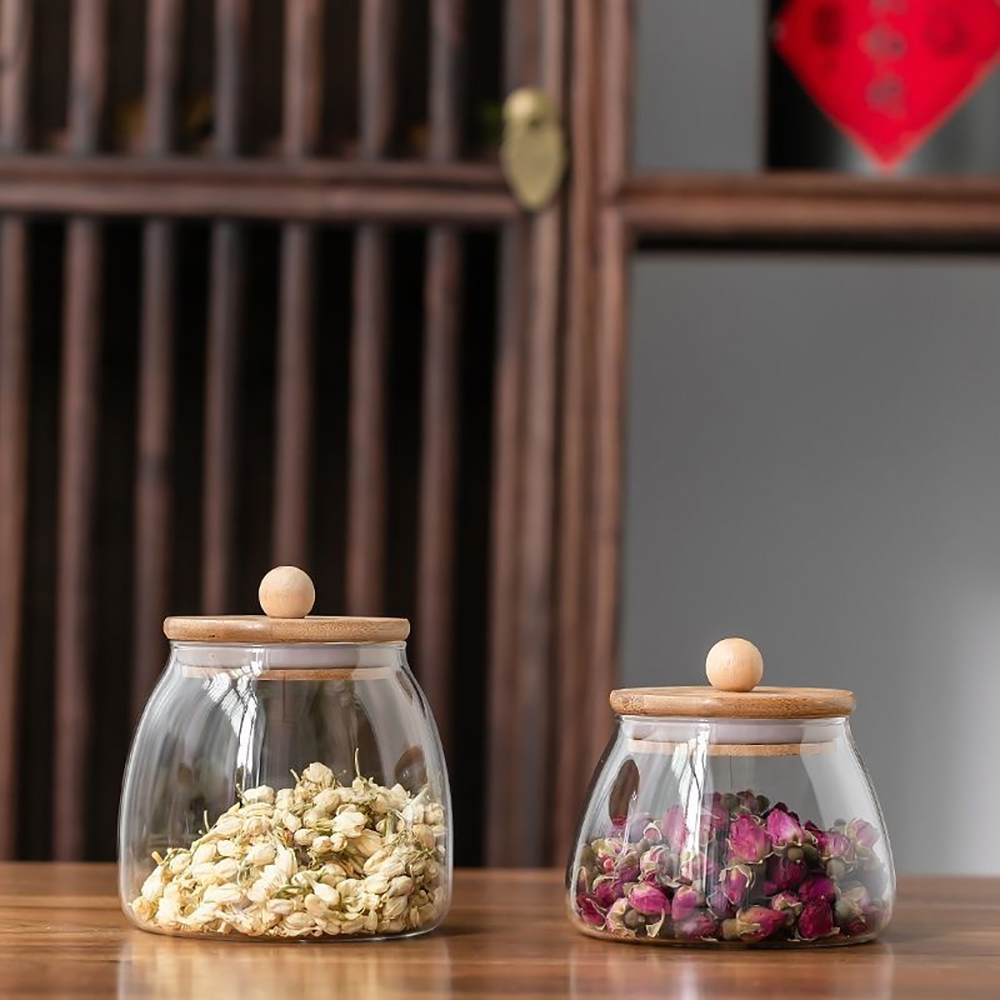 Wooden Lid Glass Sealed Jar Fo - Glass Food Storage Xl 리뷰 및 가격