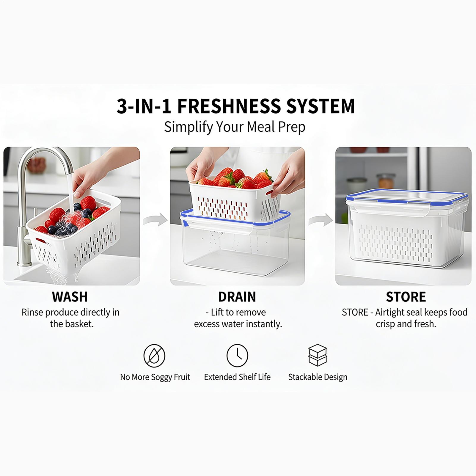 4 In 1 Food Storage Container  - Food Storage With Colander 리뷰 및 가격