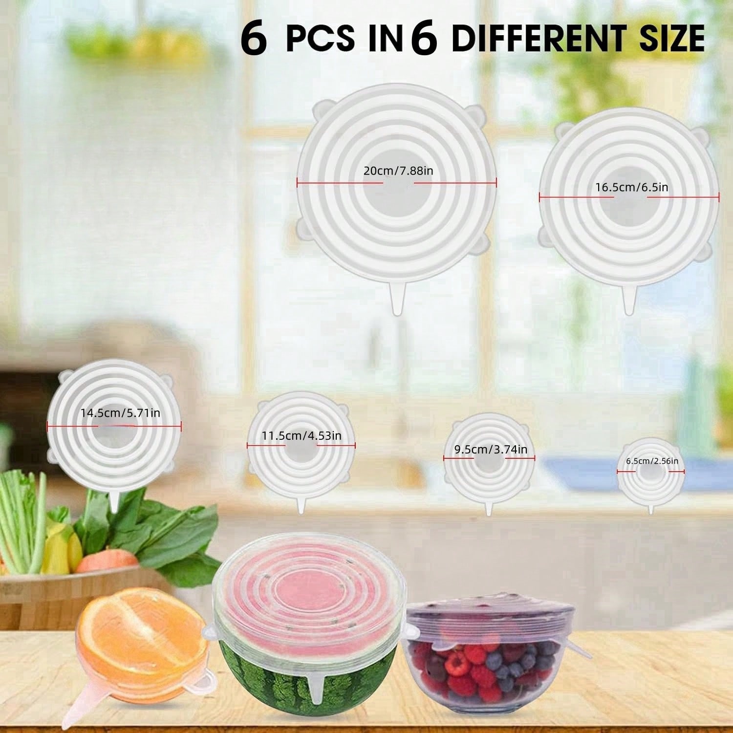 6pcs/Set Silicone Elastic Lids - Food Storage For Refrigerator 리뷰 및 가격