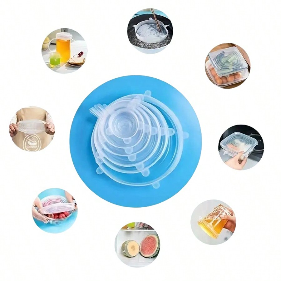 6pcs/Set Silicone Elastic Lids - Food Storage For Refrigerator 리뷰 및 가격
