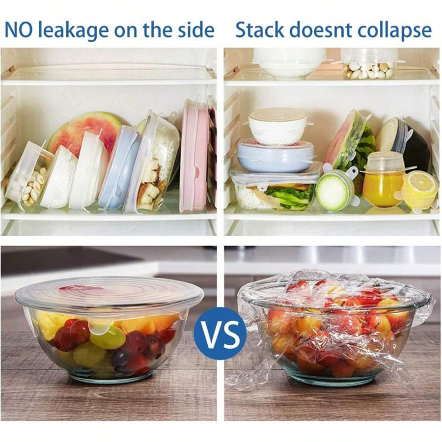 6pcs/Set Silicone Elastic Lids - Food Storage For Refrigerator 리뷰 및 가격