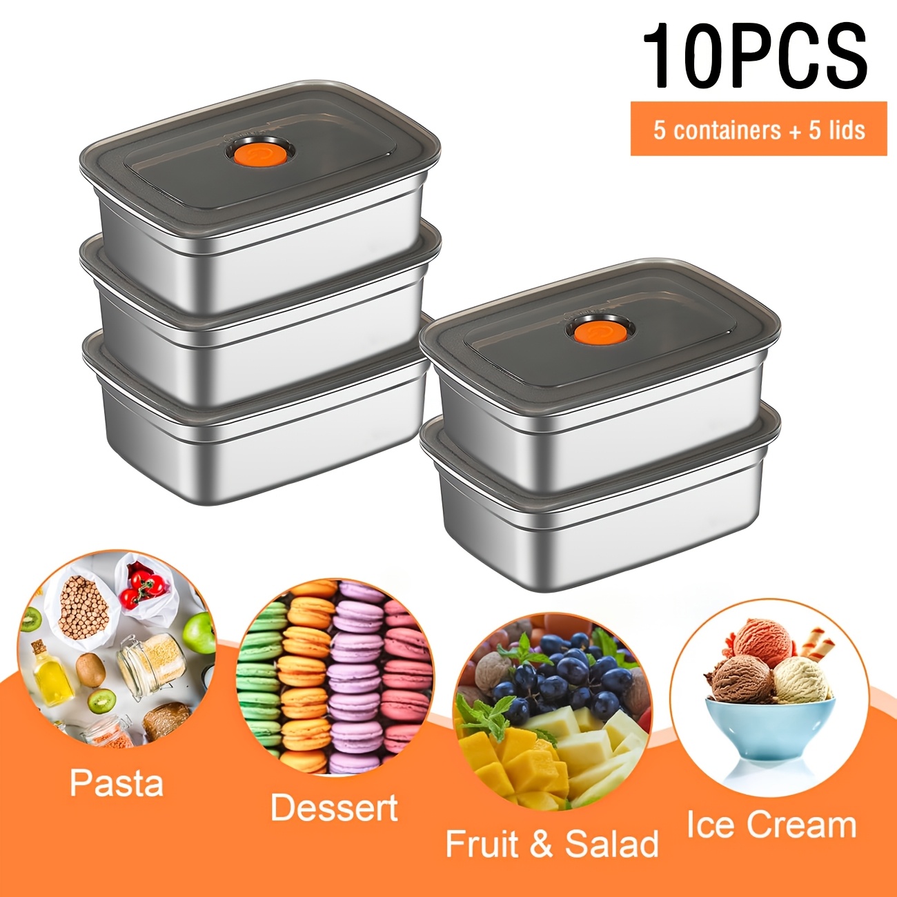 10-Piece Stainless Steel Food  - Food Storage Freezer Containers 리뷰 및 가격