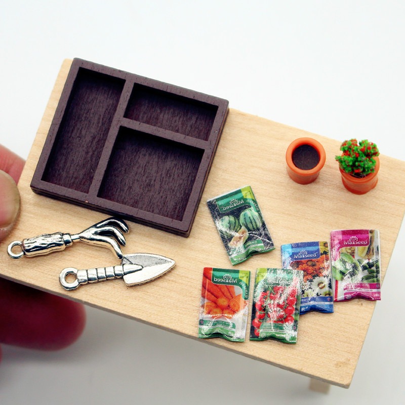 Dollhouse Gardening Wooden Box - Food Storage Plants 리뷰 및 가격