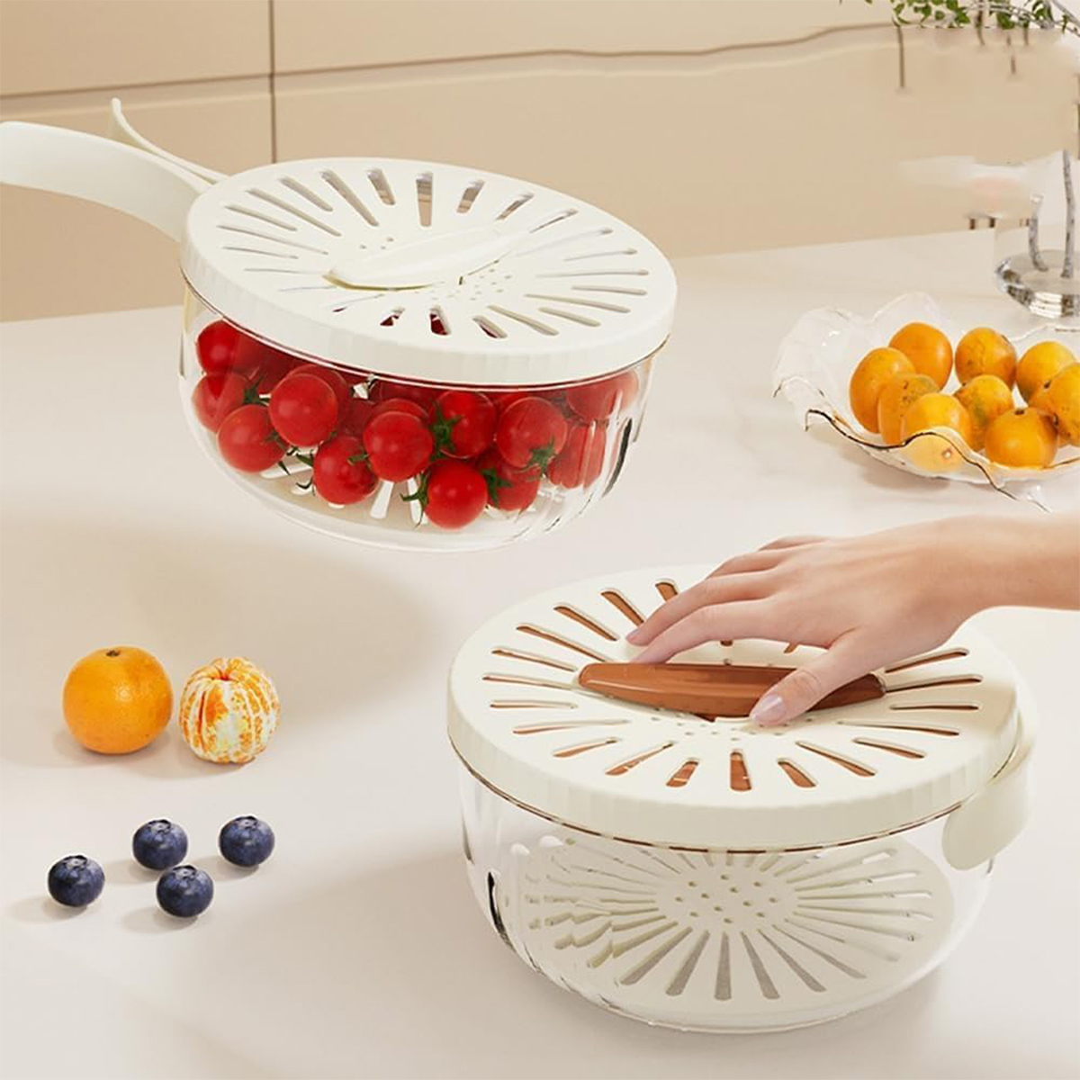 New Draining Basket With Lid 2 - Food Storage With Colander 리뷰 및 가격