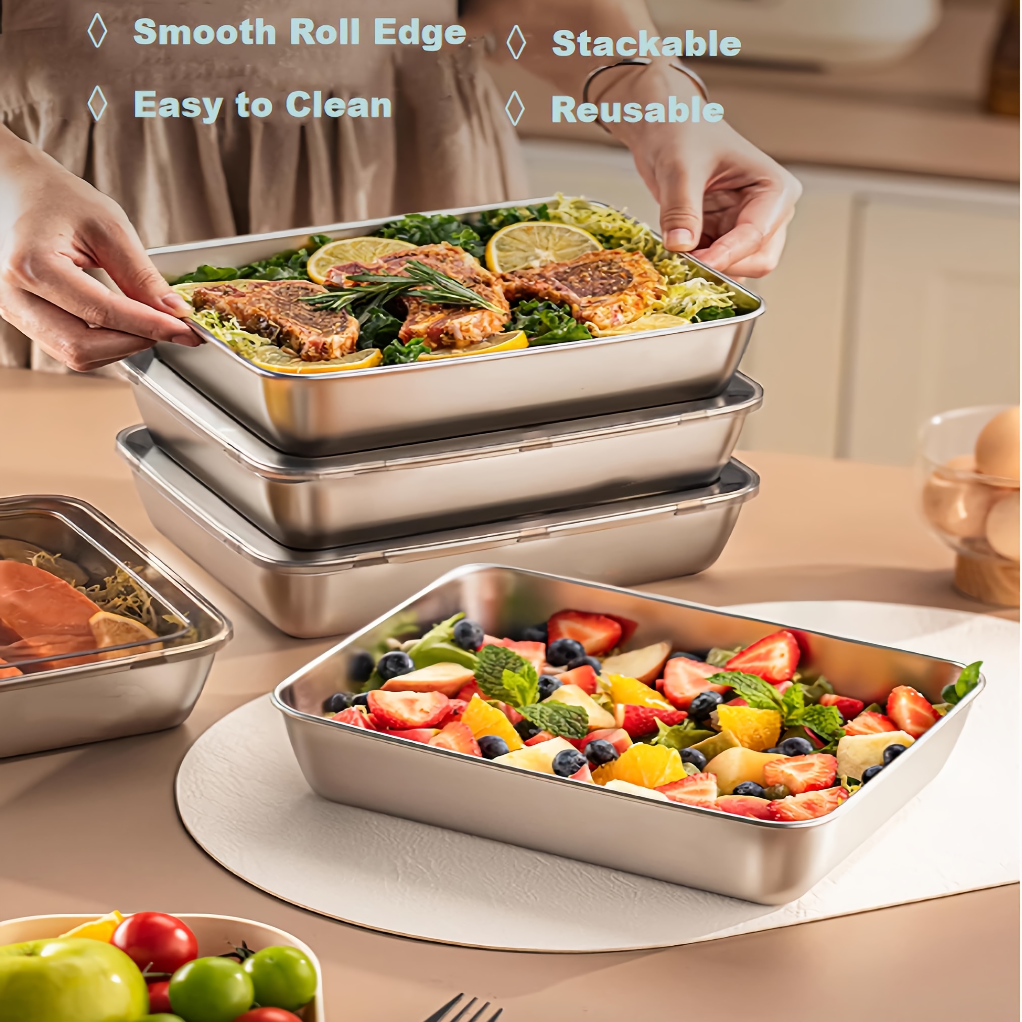3pcs Stainless Steel Food Cont - Food Storage Freezer 리뷰 및 가격