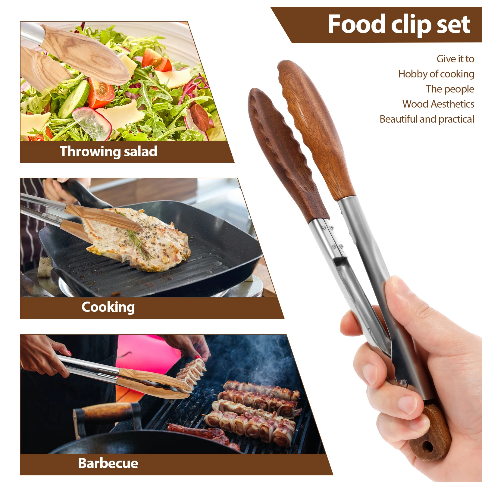 2Pcs Wood Food Tongs Rustproof - Storage Tips For Food 리뷰 및 가격