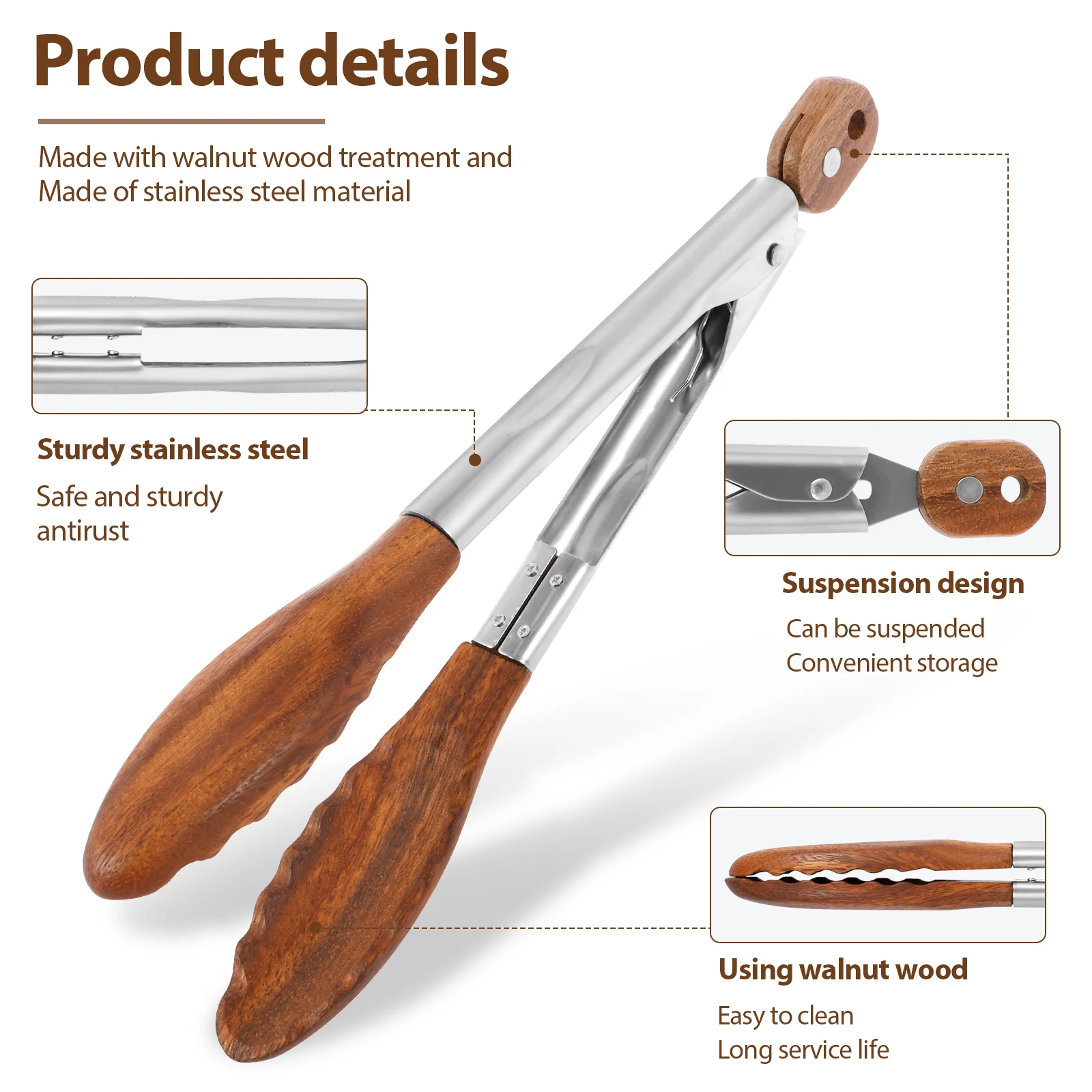 2Pcs Wood Food Tongs Rustproof - Storage Tips For Food 리뷰 및 가격