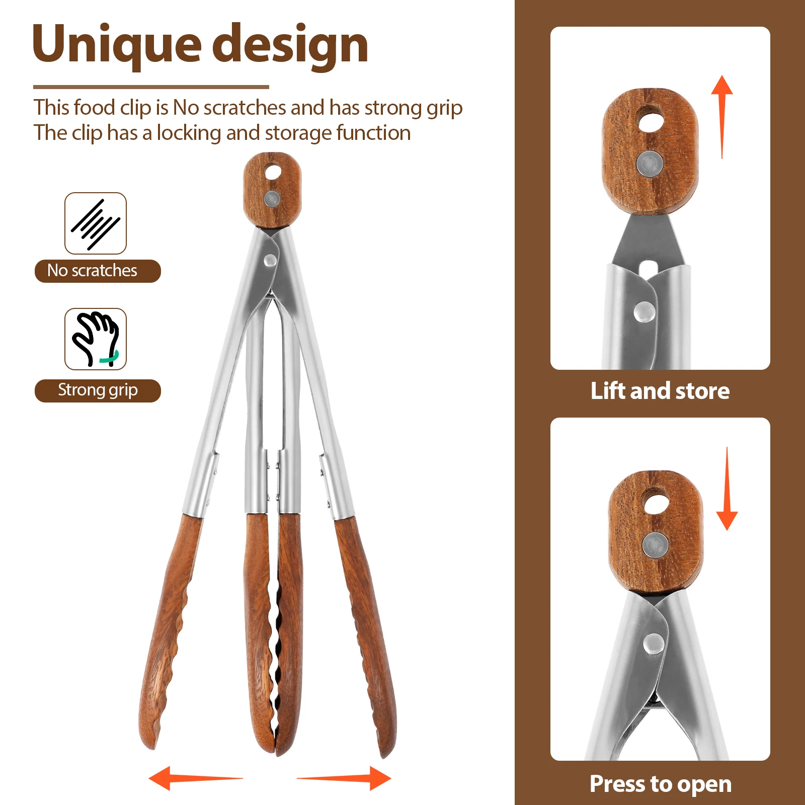 2Pcs Wood Food Tongs Rustproof - Storage Tips For Food 리뷰 및 가격