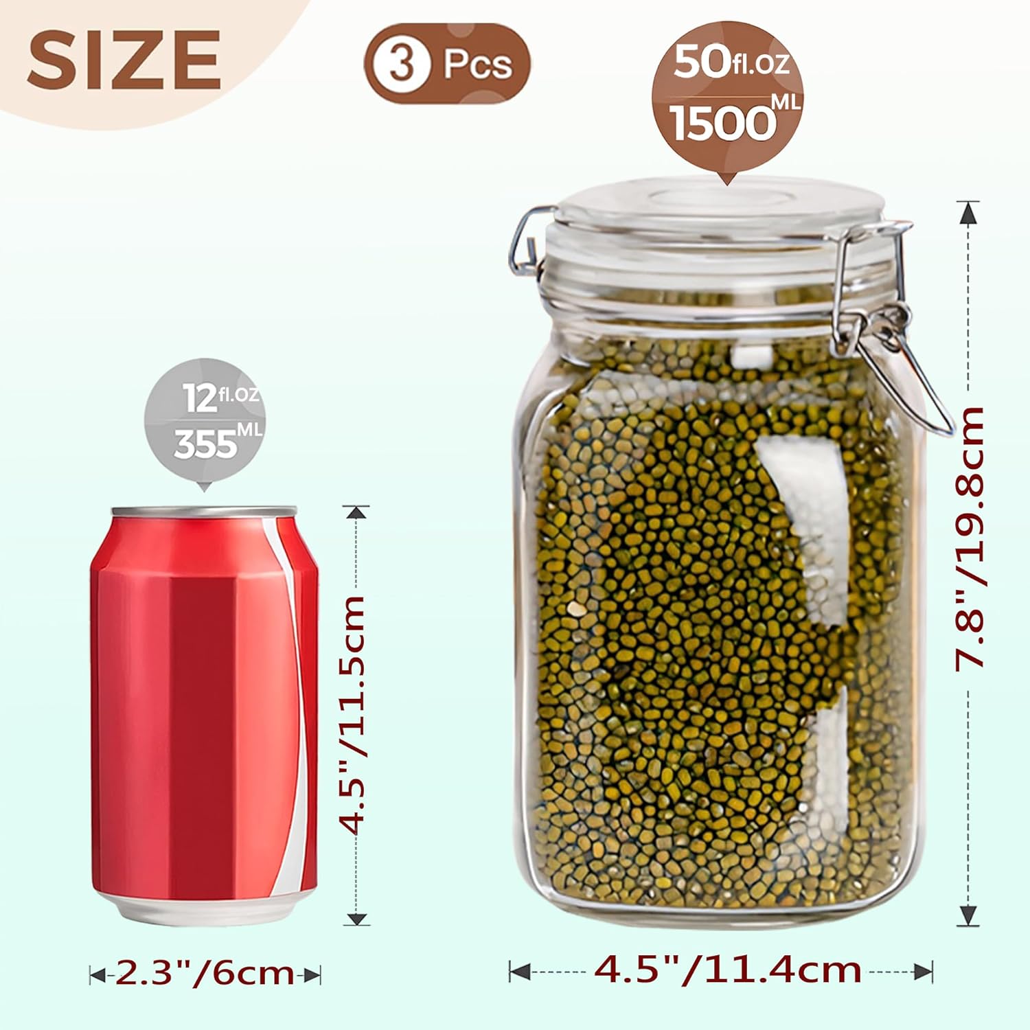 Clear Food Storage Jars 50oz S - Food Storage Organization 리뷰 및 가격