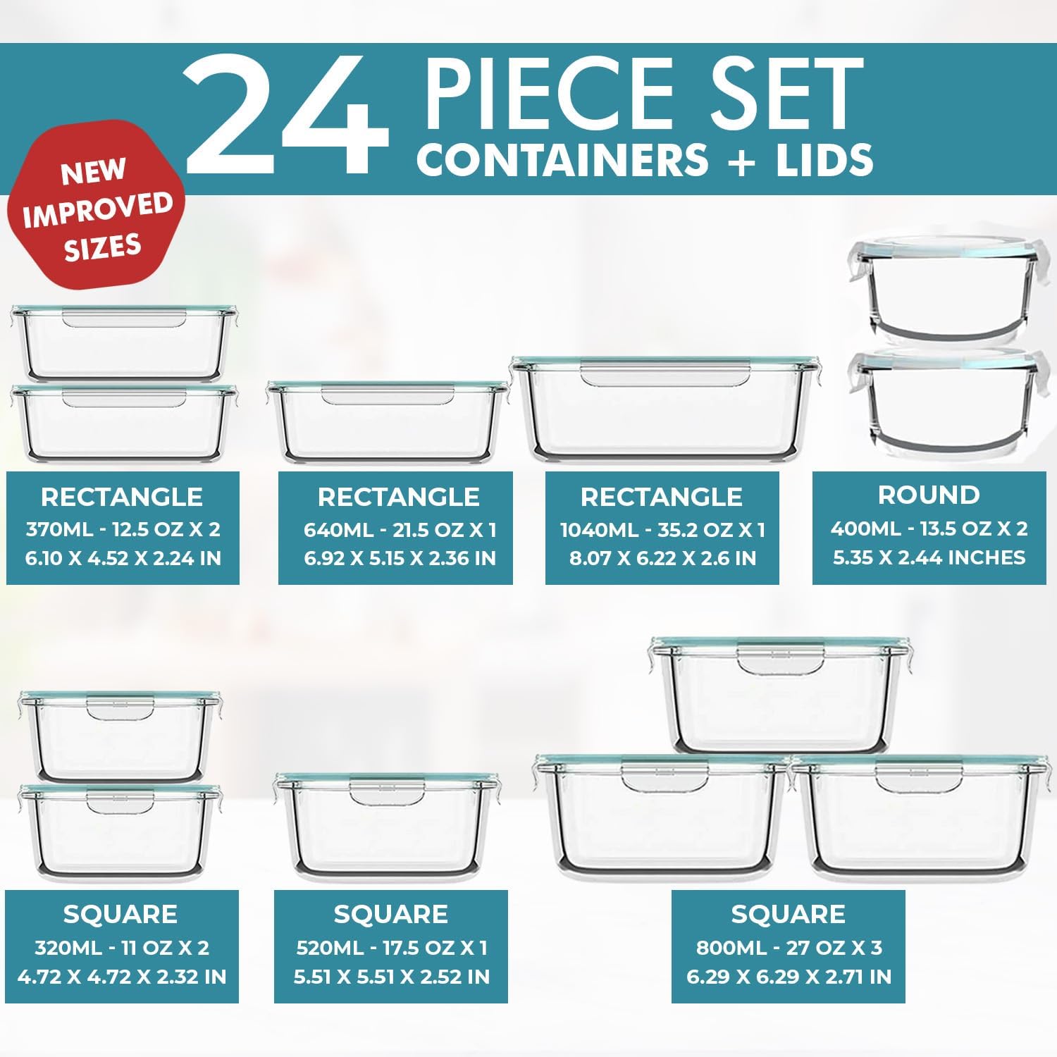 24 Pc Airtight Glass Food Stor - Food Storage Freezer 리뷰 및 가격
