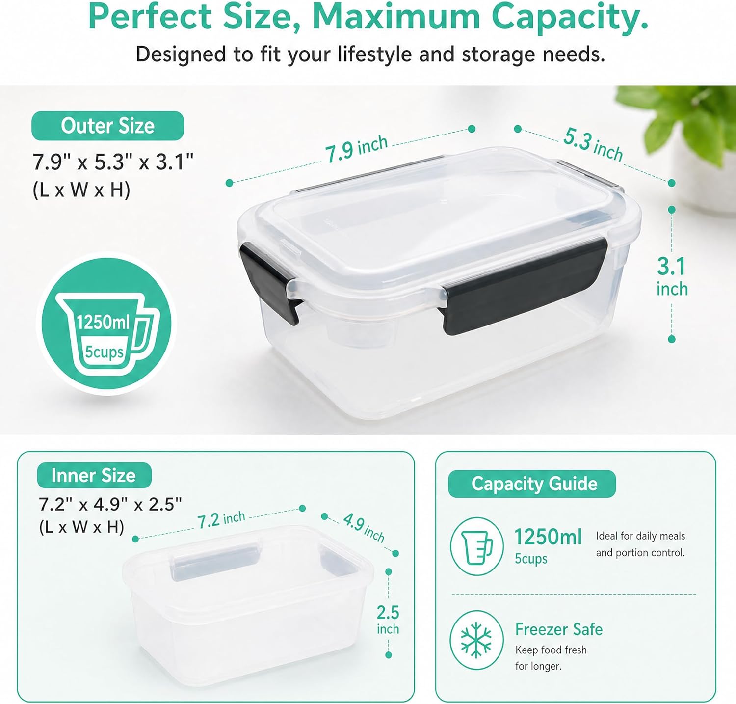 5 Cup Plastic Food Storage Con - Food Storage Freezer Containers 리뷰 및 가격