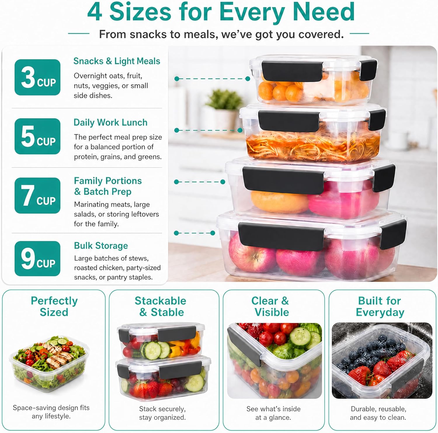 5 Cup Plastic Food Storage Con - Food Storage Freezer Containers 리뷰 및 가격