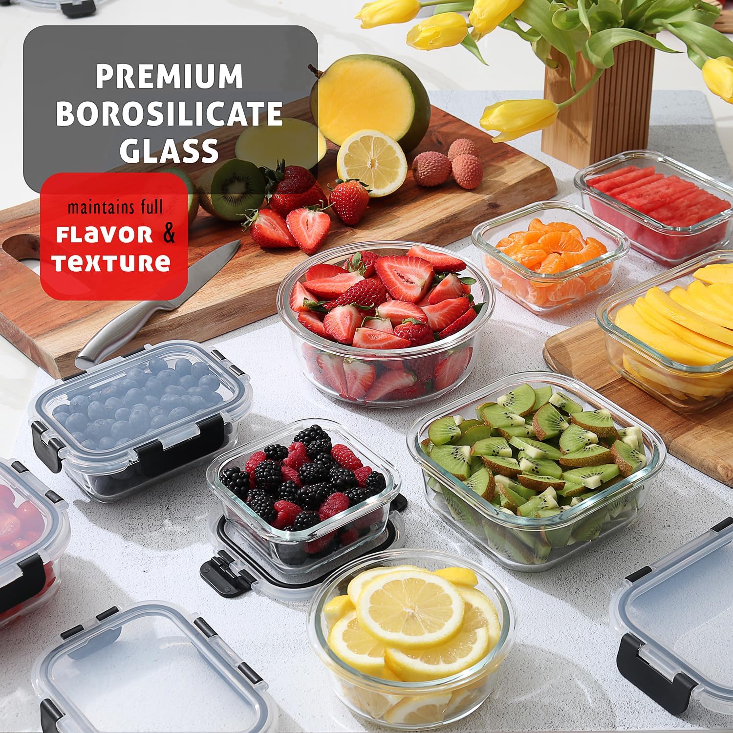 48-Piece Glass Food Storage Co - Food Storage Containers 리뷰 및 가격