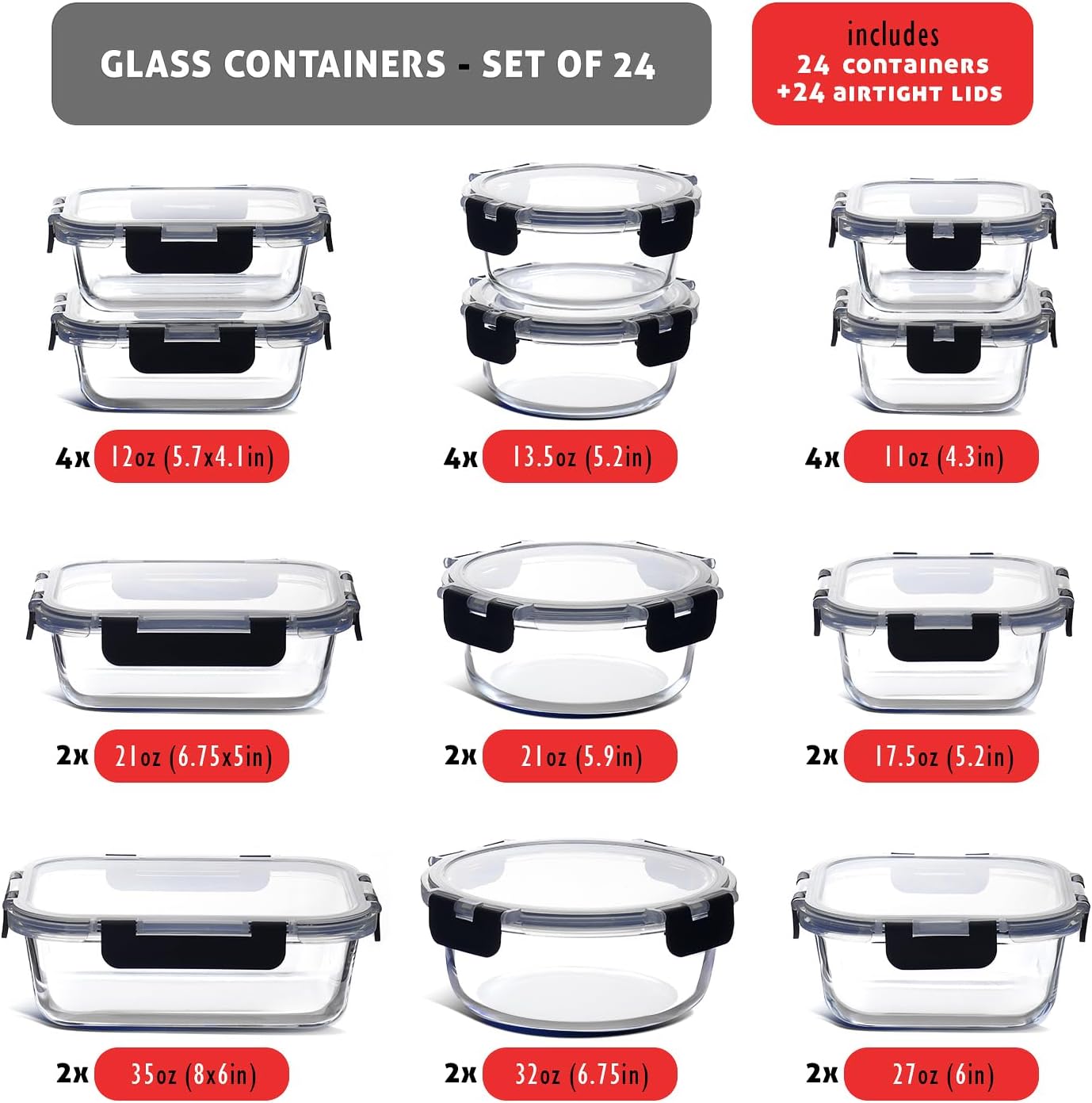 48-Piece Glass Food Storage Co - Food Storage Containers 리뷰 및 가격