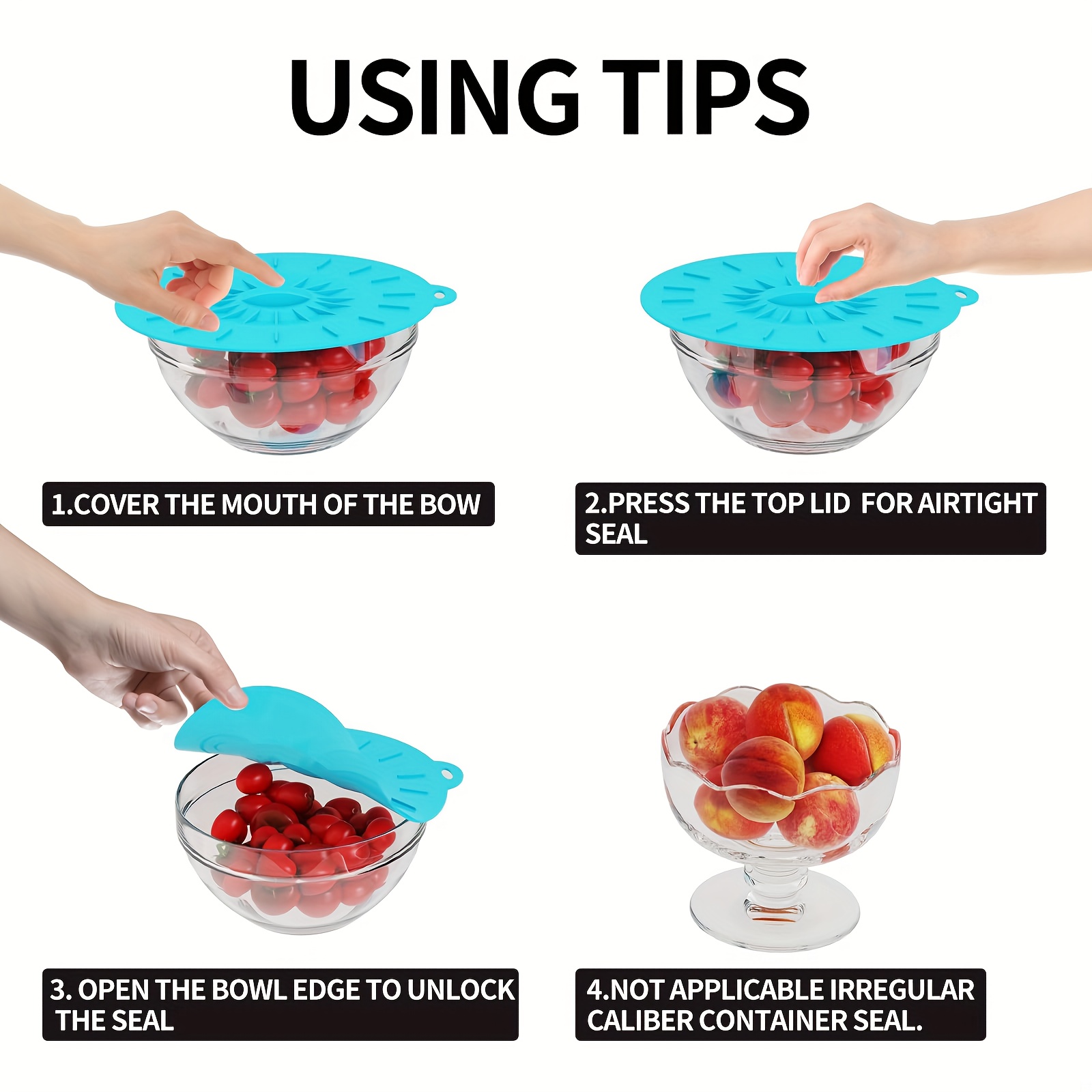 5-Piece Silicone Lids, Heat-Re - Food Storage With Colander 리뷰 및 가격